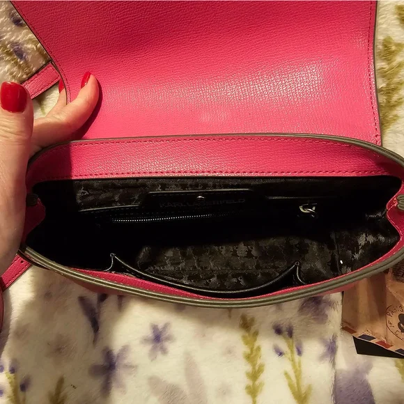 Women's Karl Lagerfeld & Choupette Pink Crossbody Bag - EUC - Picture 6 of 8